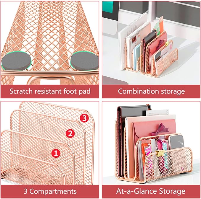 gianotter Mail Organizer Countertop, Metal File Holder - Image 6