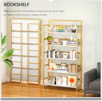 4NM No Assembly Extra Wide 5 Tiers Folding Bookshelf Storage Shelves Vintage - Image 3