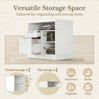 2 Drawer File Cabinet with Lock, Filing Cabinet for Home Office | Wood Fluted Lateral File Cabinet for Letter/A4 Size, Print Stand, AC/USB, Open Storage Shelves, 1.18'' Top, White