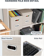 Oterri File Organizer Box with Lid, Hanging Filing File Box with Mesh Pocket - Image 5