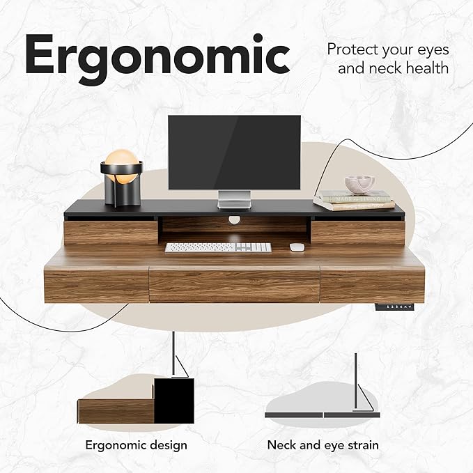HUANUO Standing Desk with Drawers, 48 Inches Electric Height Adjustable Desk - Image 7