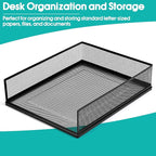 AZFUNN Wire Mesh Letter Trays Paper Tray Desk File Organizer, 2 Pack Stackable - Image 5
