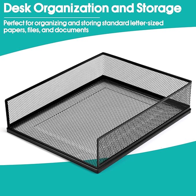 AZFUNN Wire Mesh Letter Trays Paper Tray Desk File Organizer, 2 Pack Stackable - Image 5