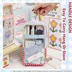 UINSUE Cute Pen case Adorable Bunny Transparent 3-Layer Large Capacity Pencil - Image 4
