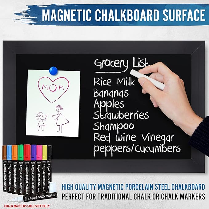 HBCY Creations Rustic Black Magnetic Wall Chalkboard, Small Size 11" x 17" - Image 5