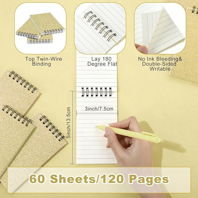 Tenceur 6 Pcs Pocket Notebook Small 3x5 Inch Spiral Notepads Mini Top Bound - Image 2