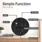 Analog Alarm Clock, 4 inch Super Silent Non Ticking Small Clock - Image 6