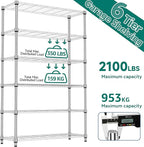 M MZG 6 Tiers Shelf 2100 lbs Steel Storage Shelving Utility Shelving Unit Steel - Image 9