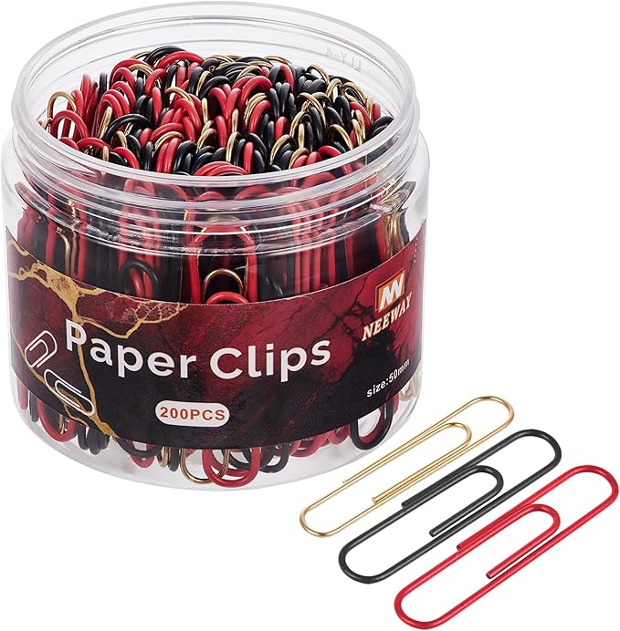 NEEWAY 200pcs Large Paper Clips, 2 Inch Jumbo Paper Clip, Ceative Colored by NEEWAY