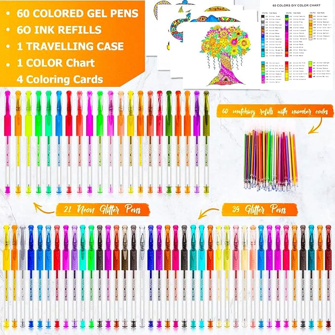 Soucolor Glitter Gel Pens for Adult Coloring Books, Christmas|Birthday Gifts - Image 3