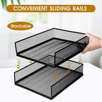 Magazine File Holder, 2 Pack Desk Organizer and Accessories, Metal Paper Tray - Image 3