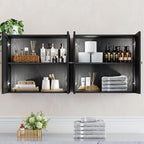 furnaza 48" w rattan wall cabinets for laundry, close-up detail