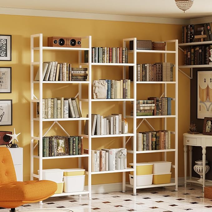 SUPERJARE Triple 5 Tier Bookshelf, Bookcase - Image 6
