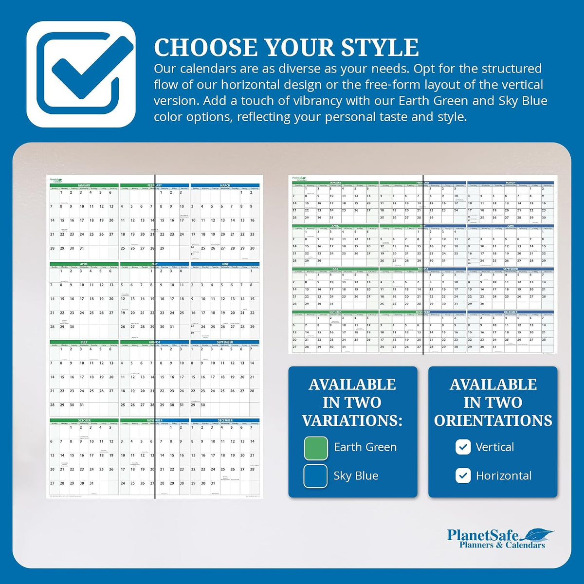 2027 Horizontal Dry-Erasable Wall Calendar 32" x 48" with next year...
