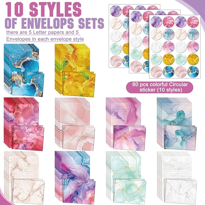 TaoBary 160 Pcs Stationery Paper Set 50 Double Sided Stationery Papers - Image 4
