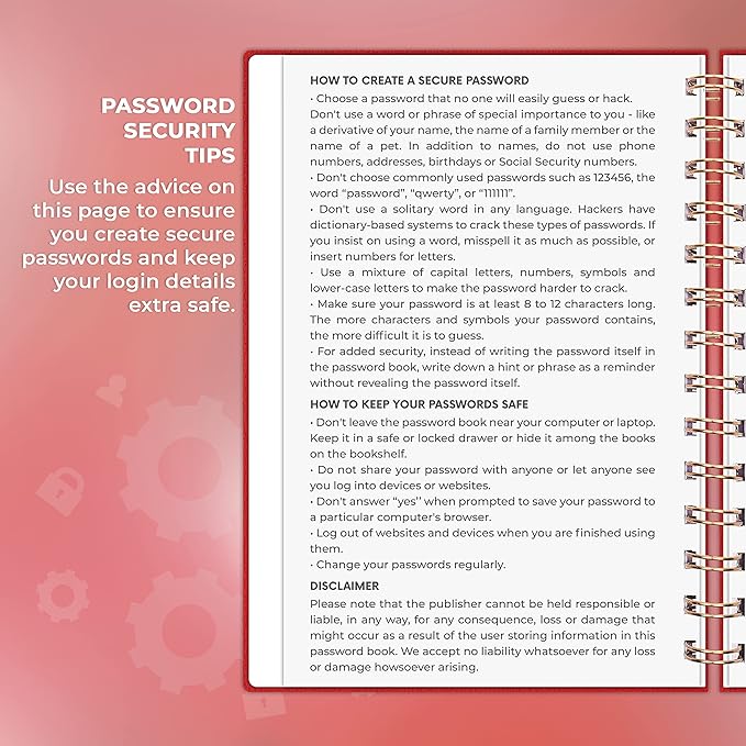 Clever Fox Password Book Spiral – Internet Address & Password Organizer - Image 5