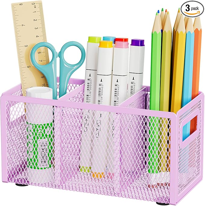 Marbrasse Mesh Pen Holder for Desk, Pencil Holder Desk Organizer 3 Adjustable by Marbrasse