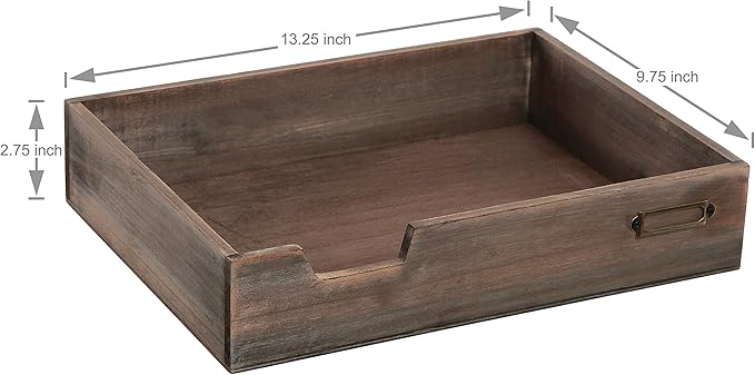MyGift Set of 2 Vintage Distressed Finish Brown Wood Stackable Office Desktop - Image 5