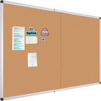 VIZ-PRO 60" x 36" Large Cork Bulletin Board, Foldable & Wall-Mounted Notice Pin