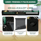 MyArtscape Graphite Transfer Paper Roll 17" x 30ft – Black Carbon Wax Paper - Image 2