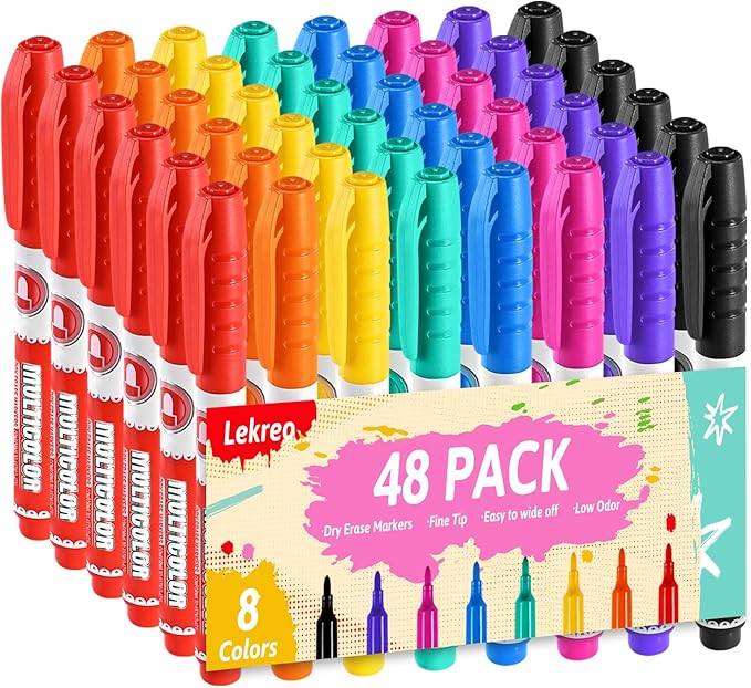 Dry Erase Markers, Fine Tip Whiteboard Marker, Low Odor Dry Marker, Fine Point by Unknown