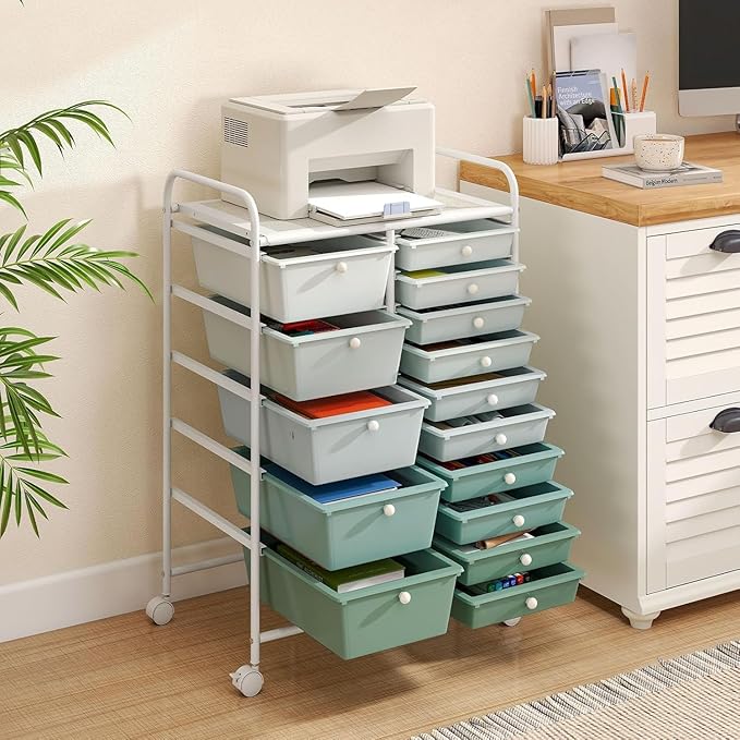 LDAILY 15 Drawer Rolling Storage Cart, Rolling Cart - Image 7