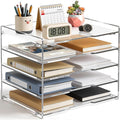KKU 5 Tier Clear Acrylic Desk Organizer, Letter Tray Paper File Desk Organizer by KKU