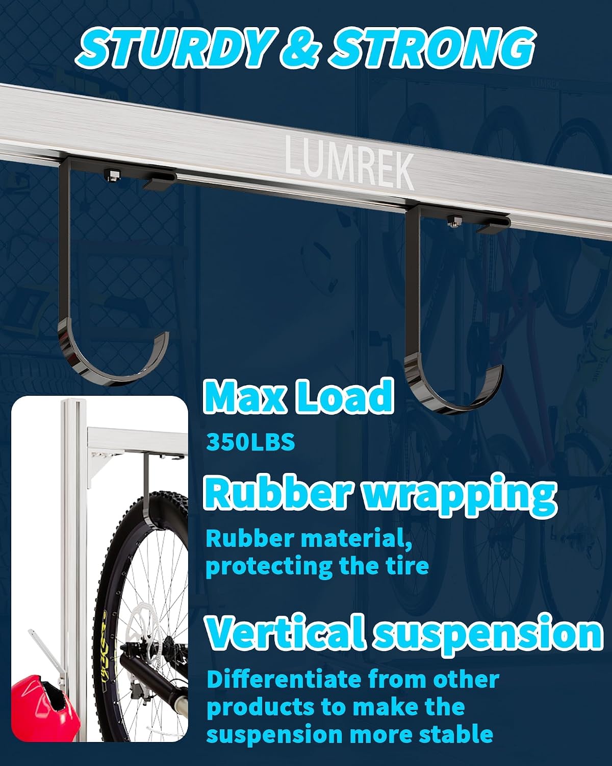 aluminum alloy freestanding bike rack for 4 bikes, close-up detail