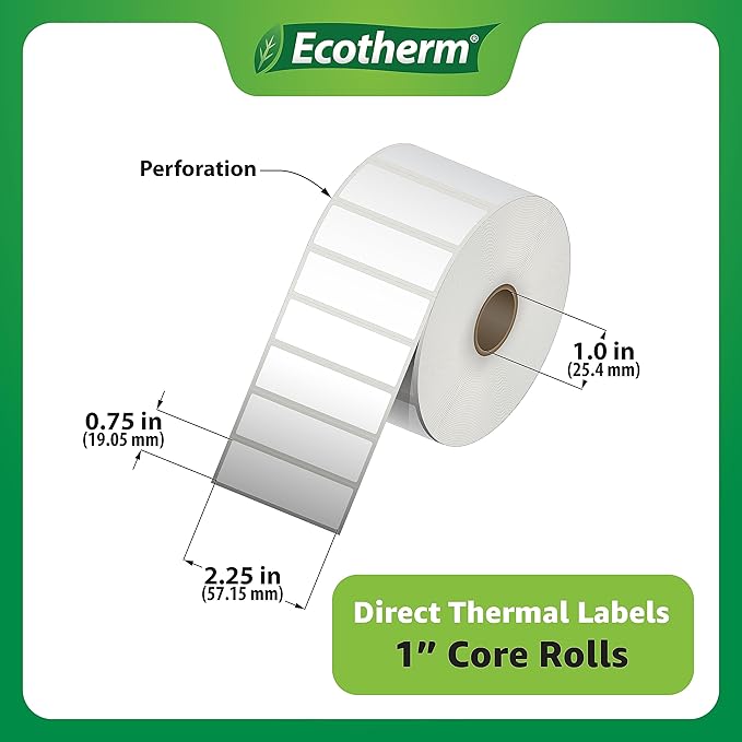 2.25" x .75" Thermal Labels | 4 Rolls | 7120 Labels | fits Zebra, Offnova - Image 3