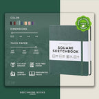 Beechmore Books Square Sketchbook – 8x8 Premium Vegan Leather Bound Large - Image 2
