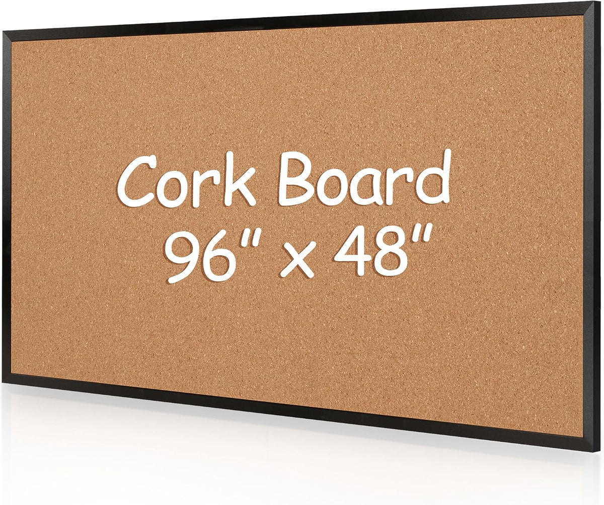 Extra Large Cork Bulletin Board 96" X 48", Black Wood Framed 8'...