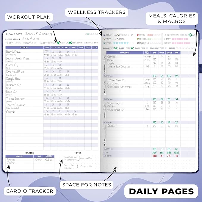 Clever Fox Fitness & Food Journal PRO – Daily Workout & Meal Planner - Image 3