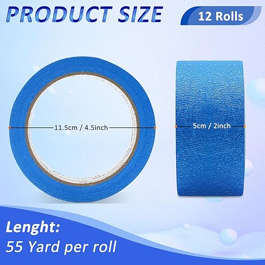 Oleitodh 12 Rolls Blue Painters Tape Bulk 2 inch x 660 Yards, Painters Masking - Image 2