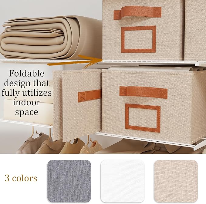OUTBROS Foldable Storage Box for Shelves, 15.7 x 11.8 x 7.9 inch Fabric Baskets - Image 6