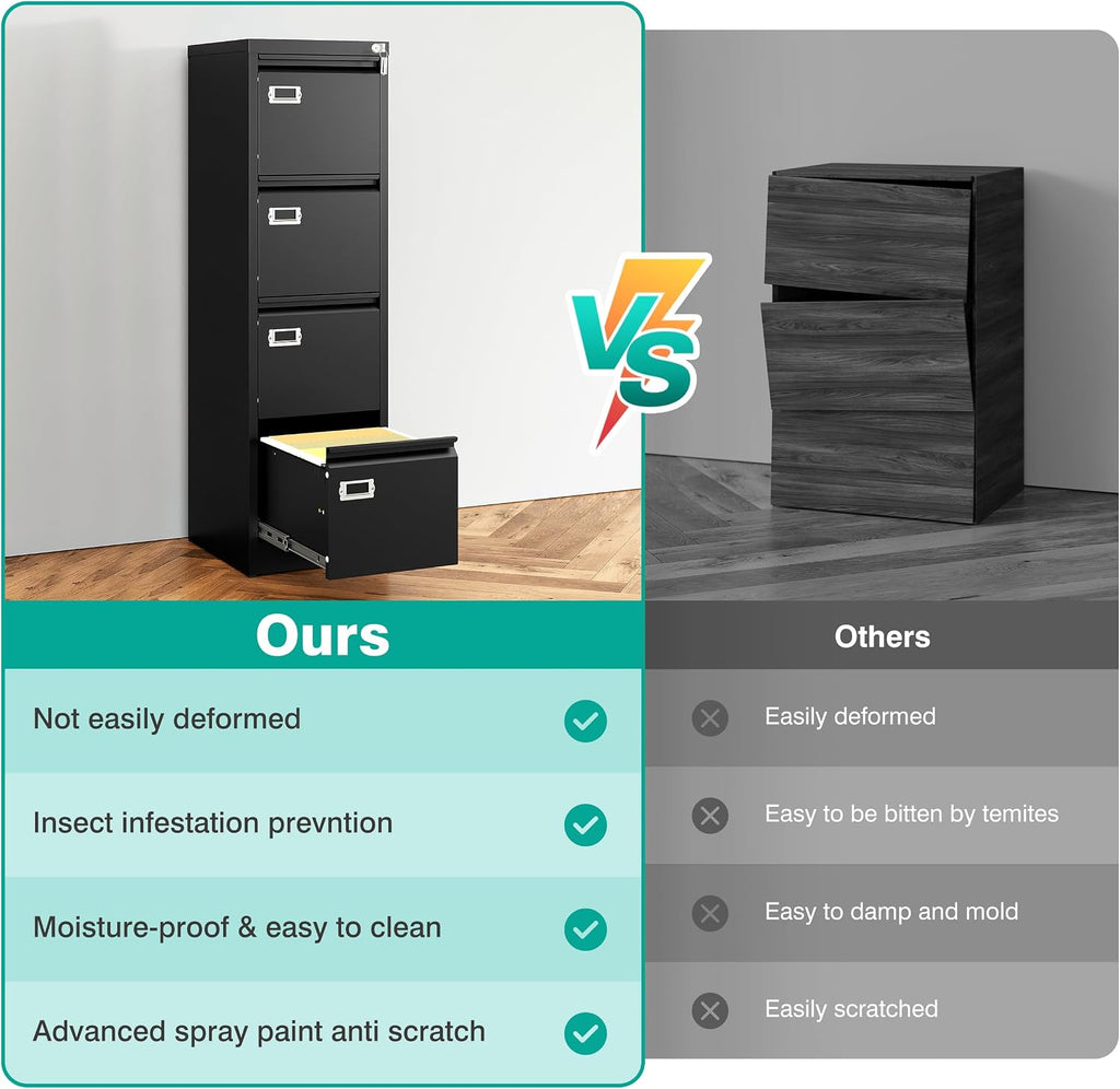 sisesol 4 drawer file cabinet with lock and, view 9