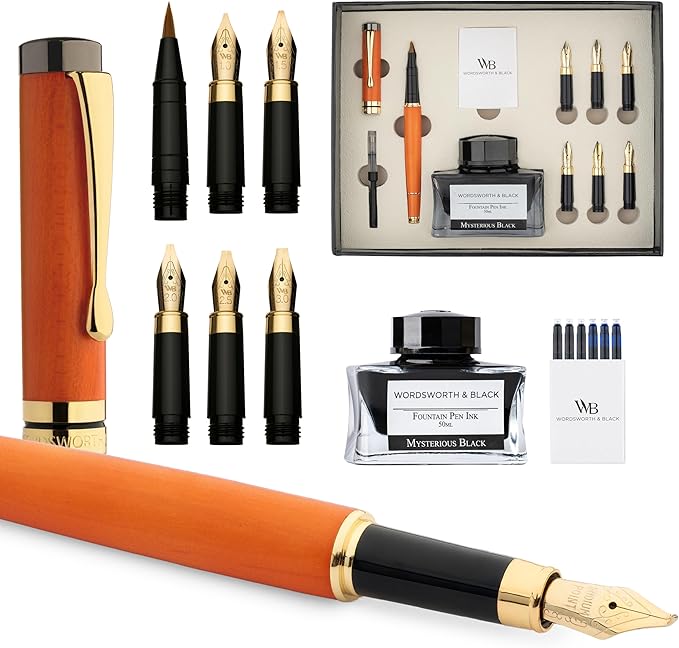 Wordsworth & Black Calligraphy Pen Gift Set, Includes Ink Bottle, 6 Ink by WordsworthBlack