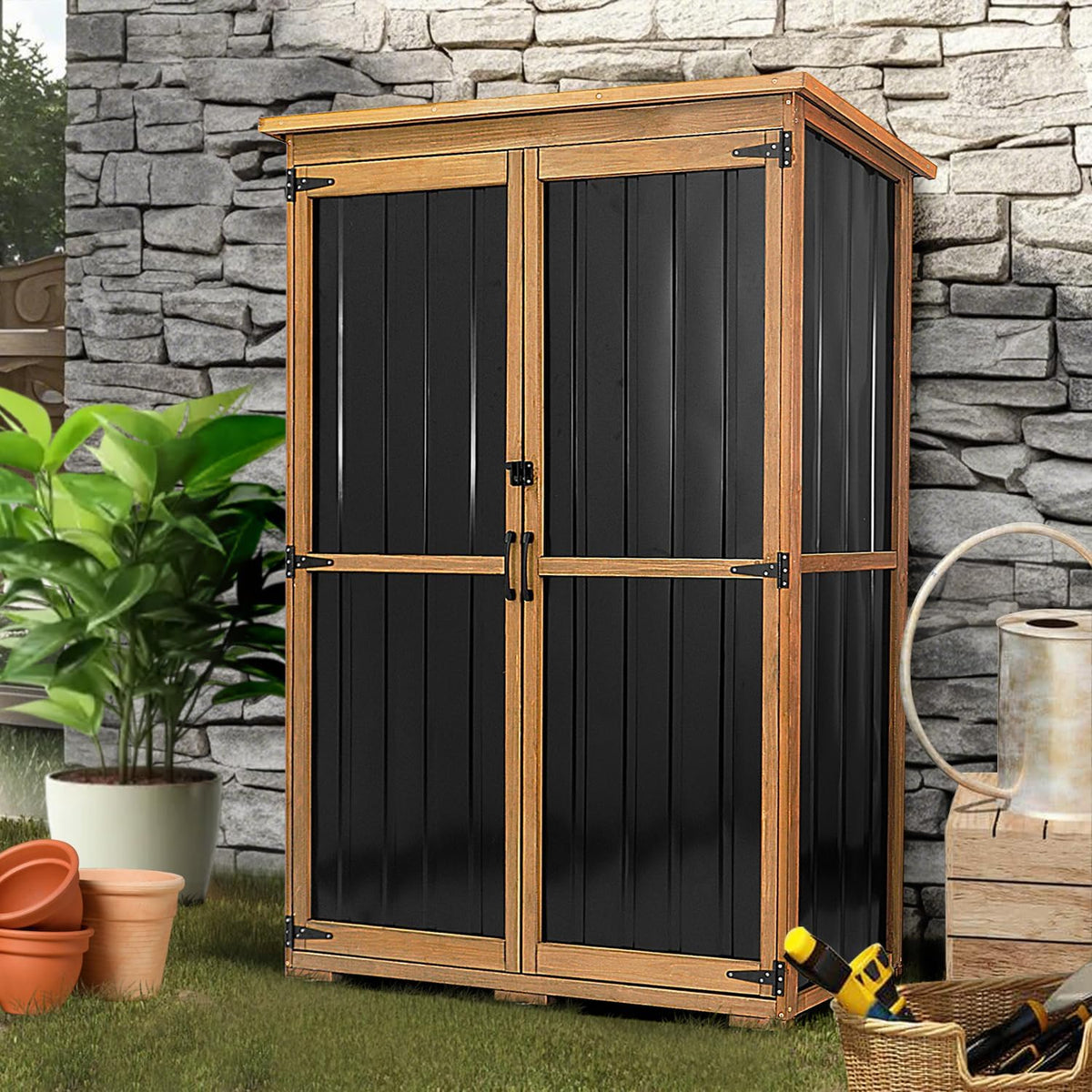 46" l large outdoor storage cabinet with shelves, main product view