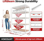 HOMEDANT 47.7" W Deep 5 Tier Heavy Duty Garage Shelving Adjustable Metal Rack - Image 2