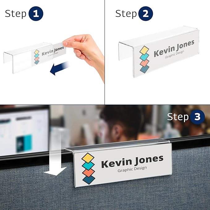 20-Pack 6" x 4" Acrylic Name Plate Holders – Hook-Style Name Tag Display - Image 2