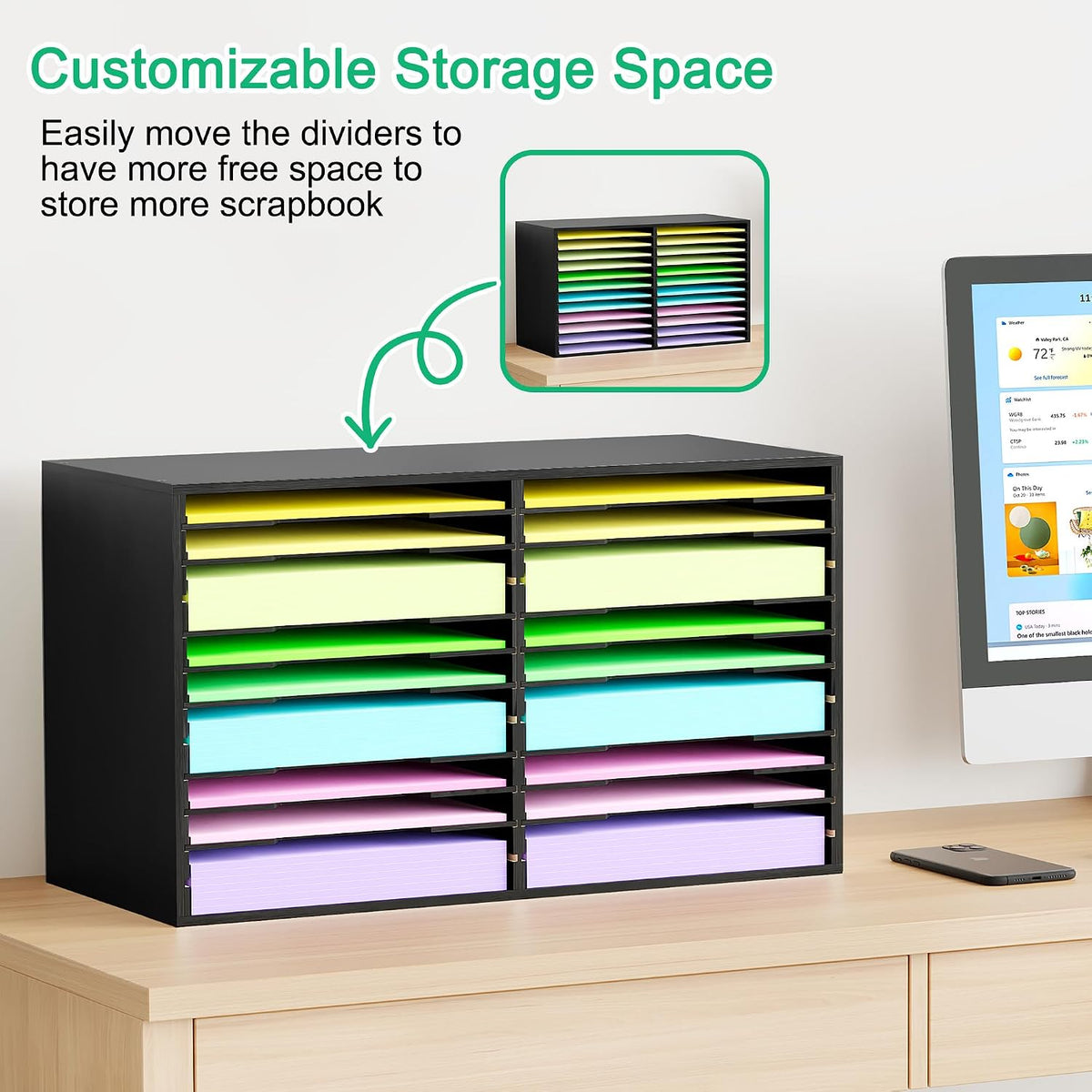 EasyPAG Scrapbook Paper Storage Organizer for Craft Room, 12x12 Paper Storage...