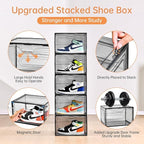 Amllas New Gray 8 Pack Shoe Boxes Stackable, Large Shoe Storage Organizer - Image 7
