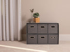 BIRDROCK HOME Linen Cube Organizer Shelf w/ 6 Storage Fabric Bins - Image 2