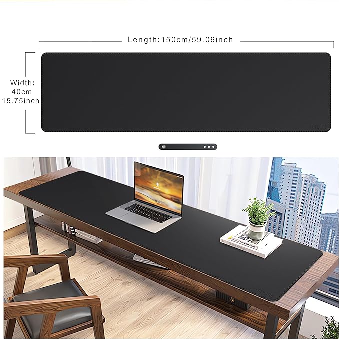 Mydours 59" x 15.7" Oversized PU Leather Desk Mat - Image 2