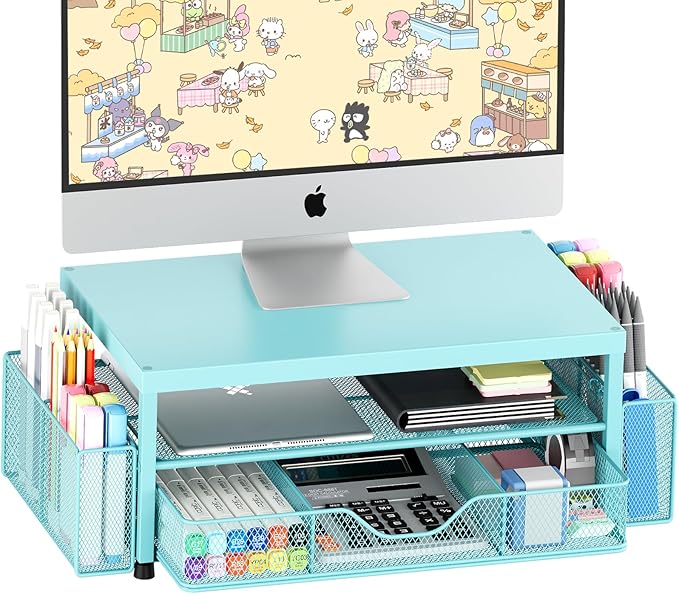 OPNICE Desk Organizers and Accessories, 2-Tier Computer Monitor Stand Riser by OPNICE