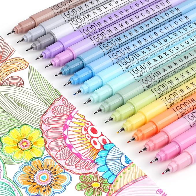 HANKU 0.38mm Fine Point Pen, 16 Pack Colored Fineliner Bible Pens No Bleed by HANKU-Allaboutcolors
