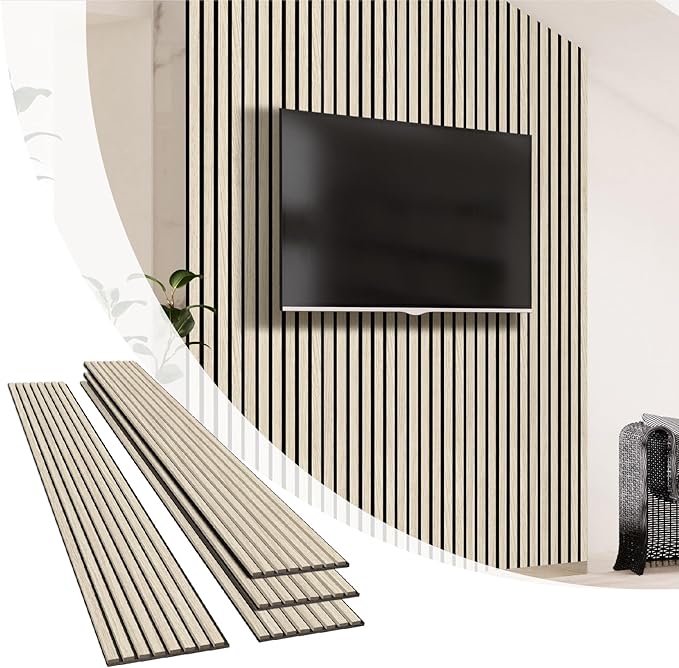 Olanglab Wood Slat Wall Panels 4 Pack, Wooden Acoustic Wall Panels, 94.5"x12.6" by Olanglab
