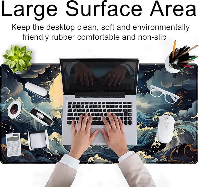 Full Moon Mousepad Cute Desk Mat Stormy Seas XXL Large Extended Gaming Mouse - Image 4