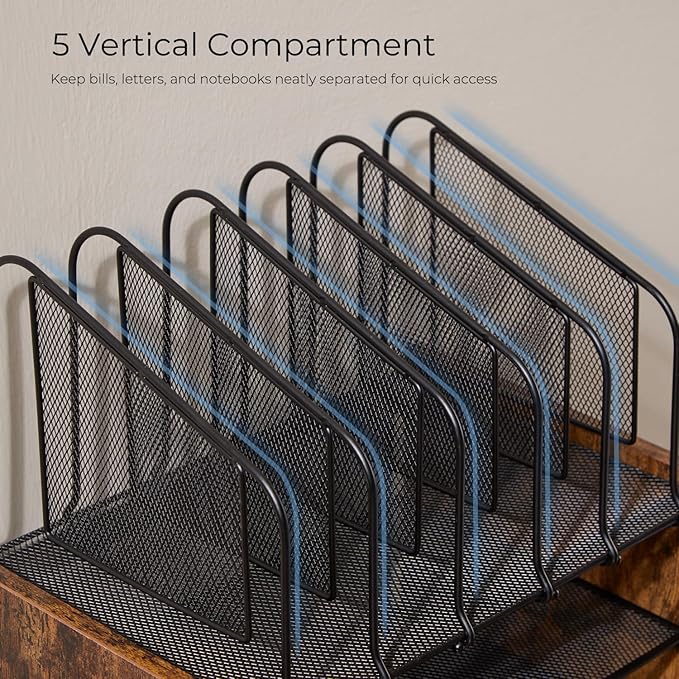 Y YOMA Wooden Desk Organizer, 4-Tier Mesh Desk Organizer - Image 5