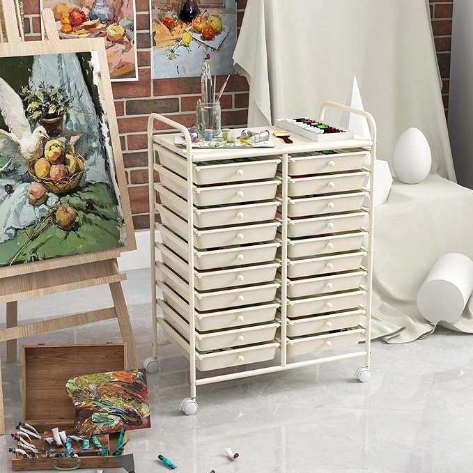 Happygrill 20-Drawer Organizer Cart Tools, Mobile Utility Storage Cart - Image 8
