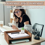 Yeaqee 4 Pcs Stackable Paper Organizer Tray Wood Desk Organizer Letter Tray - Image 6